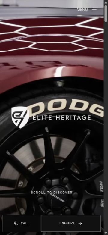 Elite Heritage homepage adapted for a mobile screen.